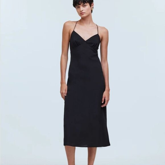 Madewell Dresses & Skirts - Madewell 2 The Layton Midi Slip Dress Black Spaghetti Strap Dress